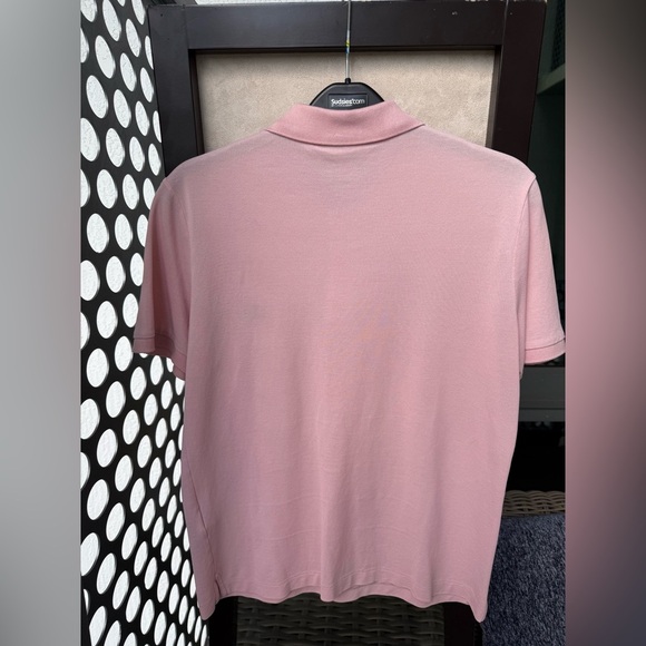 Men’s Burberry Polo Gold Logo Rare 100% Tag Gold M Pink - Picture 7 of 10